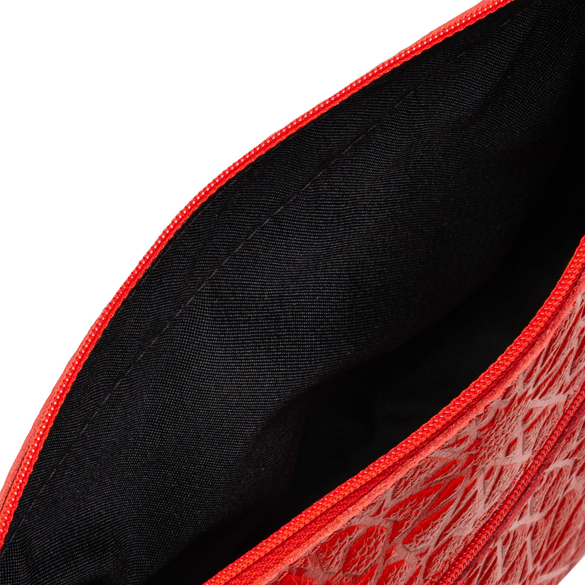 Bolso bandolera de piel grabada – Rojo