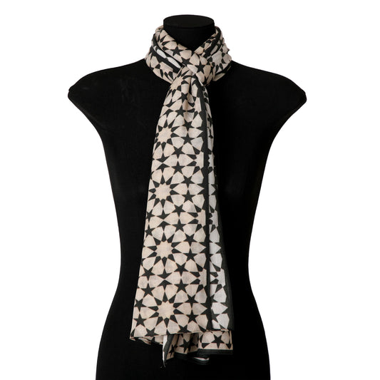 Pañuelo de modal Sahara – Beige y negro