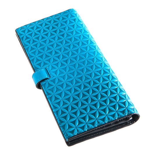 Cartera grande de piel grabada Freila – Azul