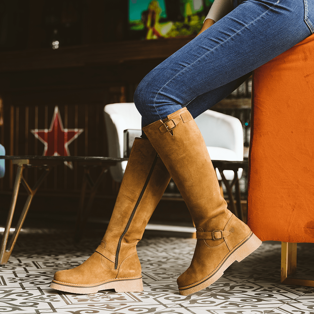 Botas para mujer en 100% piel serraje