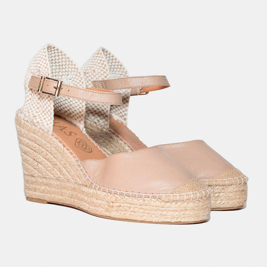 Alpargata cuña Modelo Alma - Napa color Taupe - MIAS
