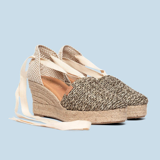 Alpargata mujer Rafia natural kaki -Alana - MIAS