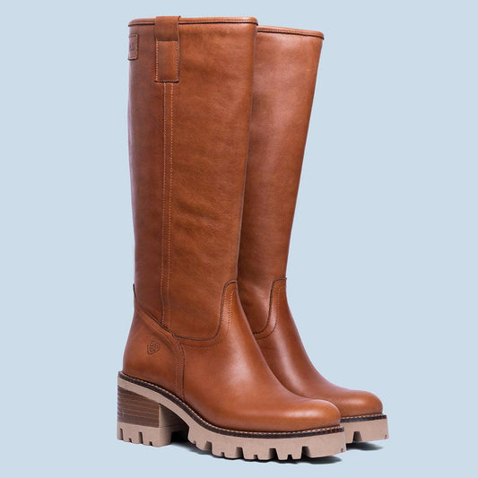 Bota alta de tacón en piel cuero - Helsa - MIAS