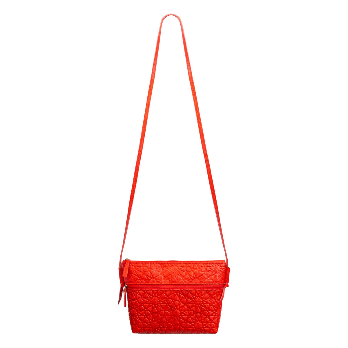 Bolso bandolera de piel grabada – Rojo