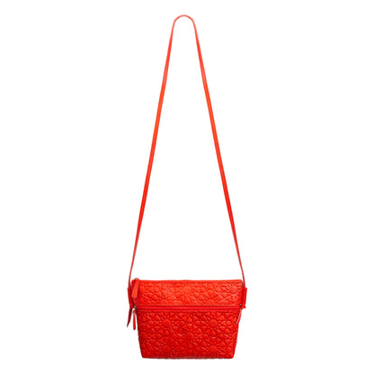 Bolso bandolera de piel grabada – Rojo