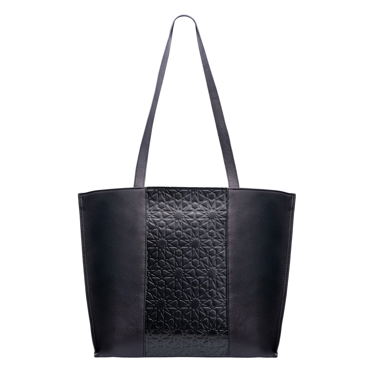 Bolso tote de piel – Negro, grabado Alhambra