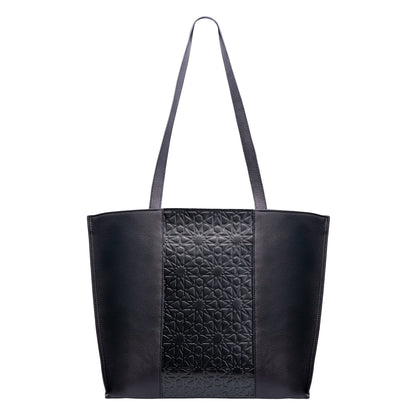 Bolso tote de piel – Negro, grabado Alhambra