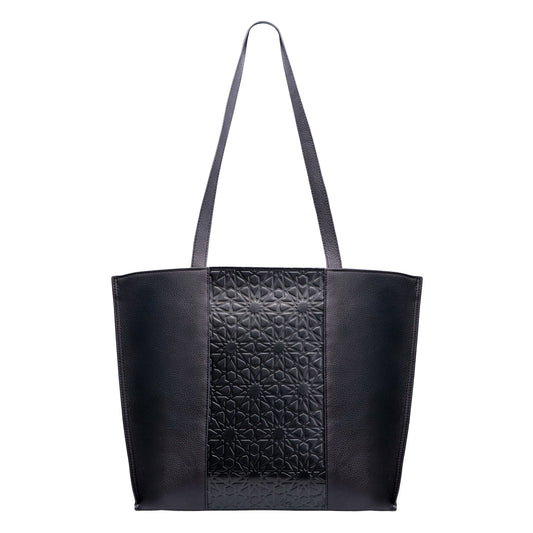 Bolso tote de piel – Negro, grabado Alhambra