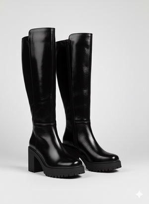 Botas altas de tacón Charol Negro - Rebeca