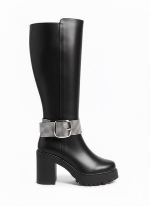 Botas altas de tacón Napa Negro - Alice