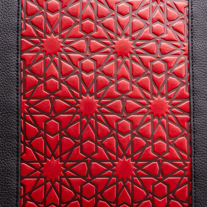 Bolso tote de piel – Rojo y negro, grabado Alhambra