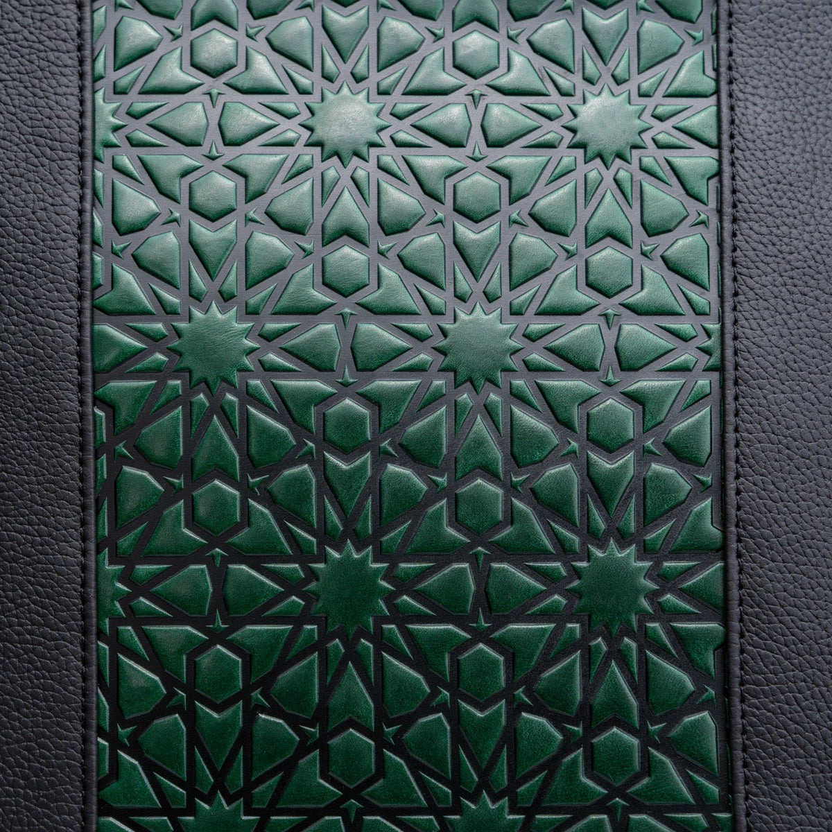 Bolso tote de piel – Verde y negro, grabado Alhambra