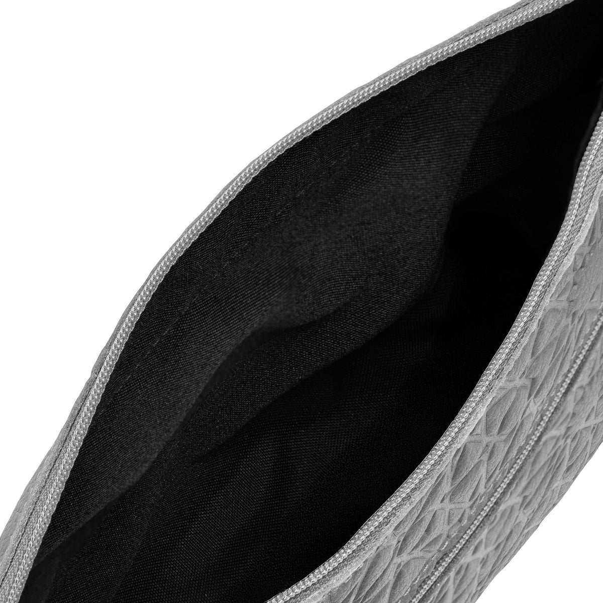 Bolso bandolera de piel grabada – Gris