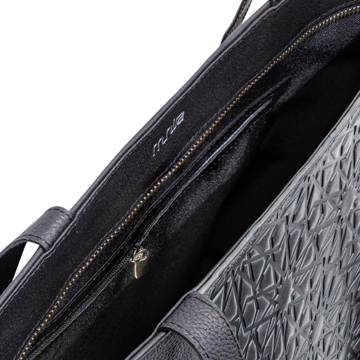 Bolso tote de piel – Negro, grabado Alhambra