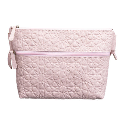 Bolso bandolera de piel grabada – Rosa pálido