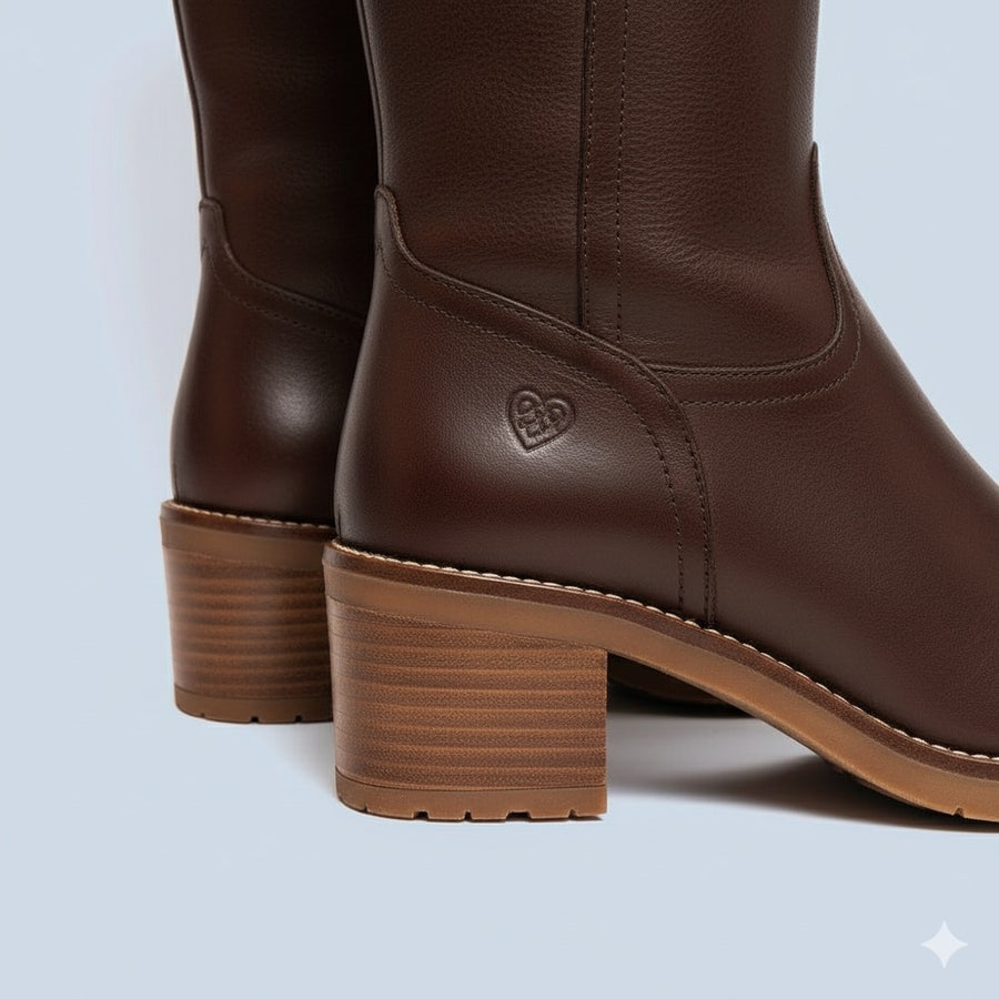 Botas altas de tacón Napa Marrón - Mabel