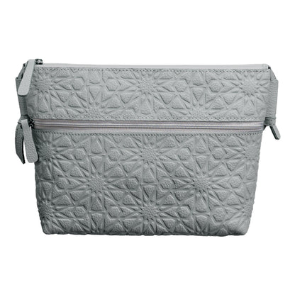 Bolso bandolera de piel grabada – Gris