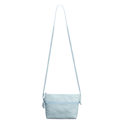 Bolso bandolera de piel grabada – Azul claro