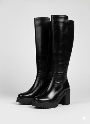 Botas altas de tacón Charol Negro - Rebeca