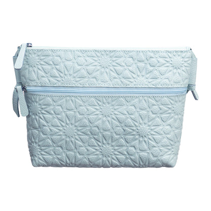 Bolso bandolera de piel grabada – Azul claro