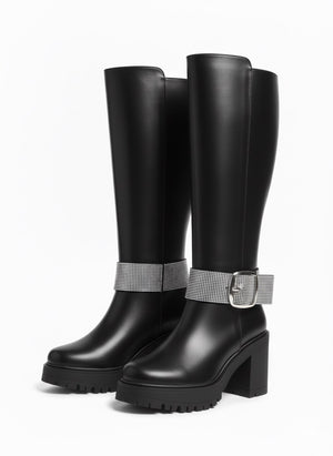 Botas altas de tacón Napa Negro - Alice