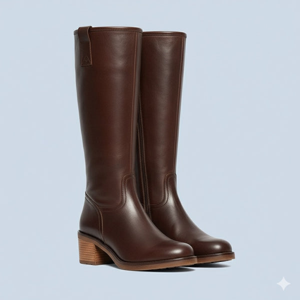 Botas altas de tacón Napa Marrón - Mabel