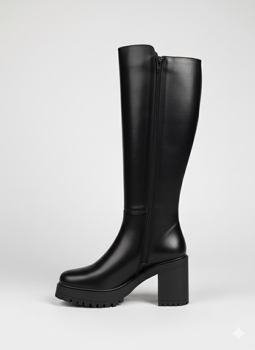 Botas altas de tacón Napa Negro - Rebeca