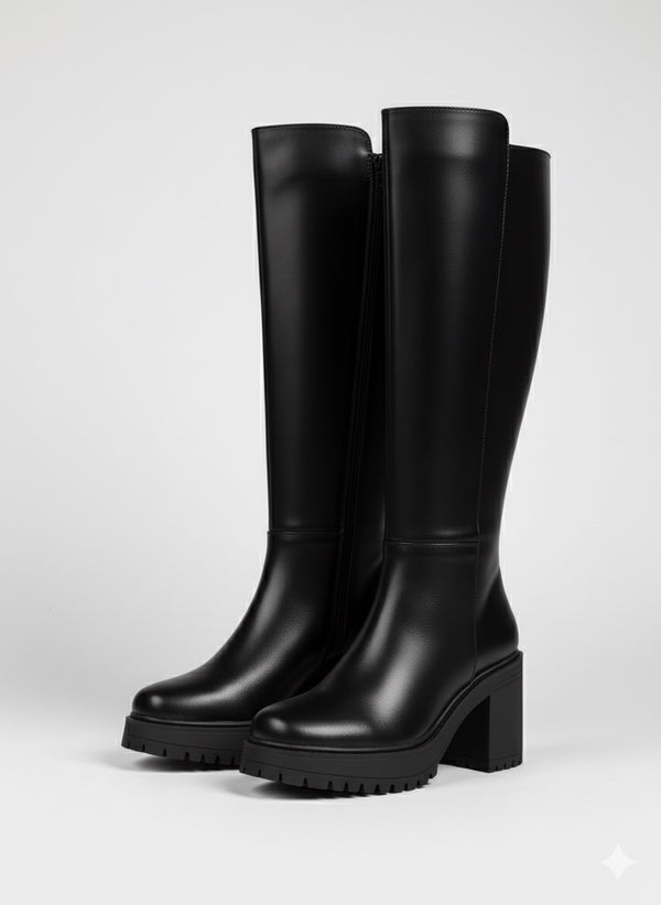 Botas altas de tacón Napa Negro - Rebeca