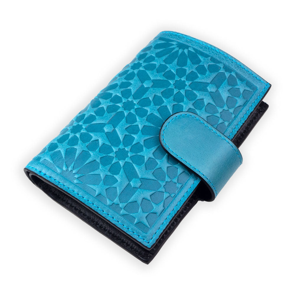 Cartera con monedero de piel Zellige – Azul