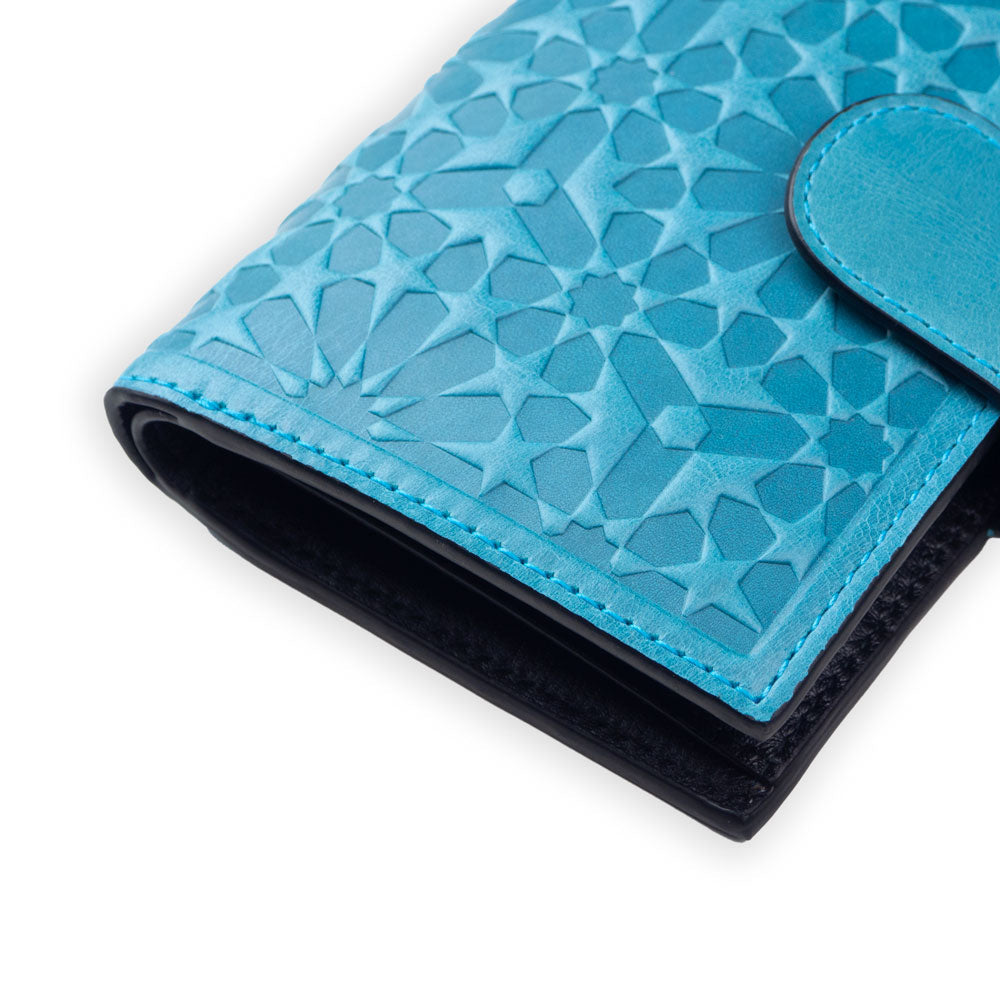 Cartera con monedero de piel Zellige – Azul