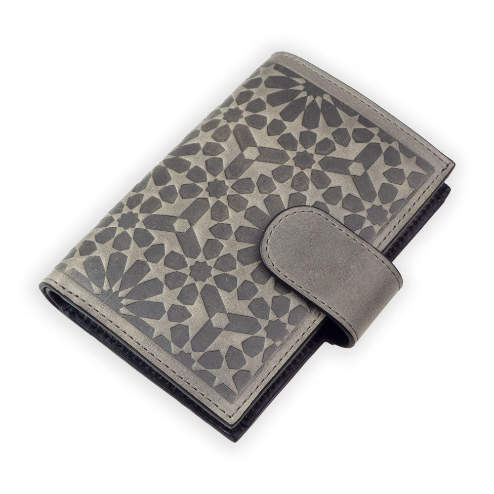 Cartera con monedero de piel Zellige – Gris