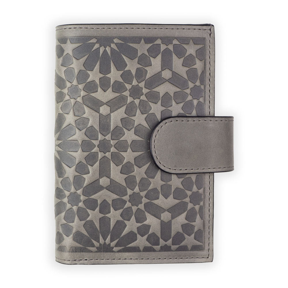Cartera con monedero de piel Zellige – Gris