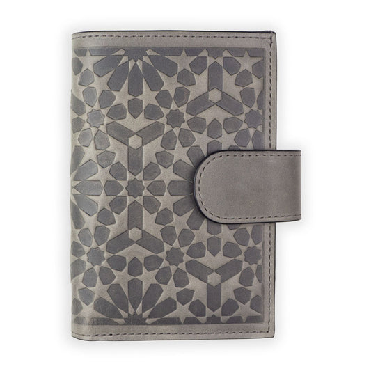 Cartera con monedero de piel Zellige – Gris