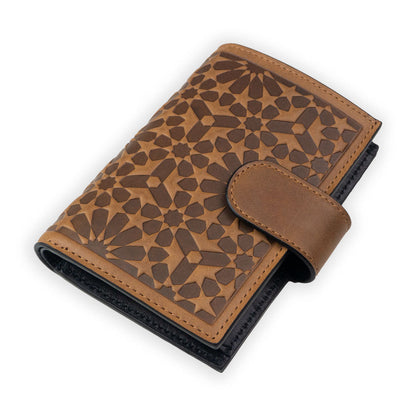 Cartera con monedero de piel Zellige – Marrón