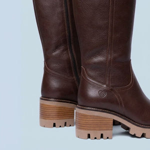 Bota alta de tacón en piel marrón - Helsa - MIAS
