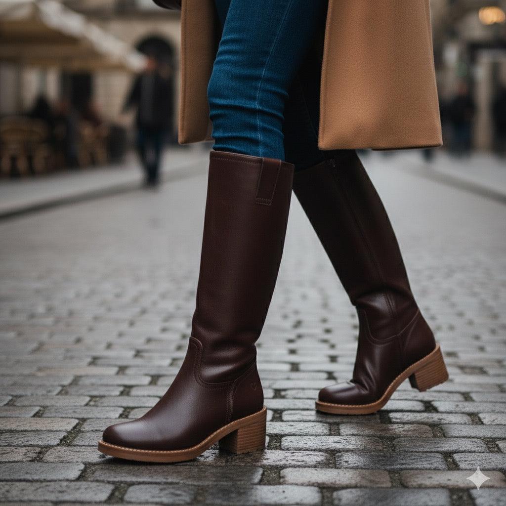 Botas altas de tacón Napa Marrón - Mabel - MIAS