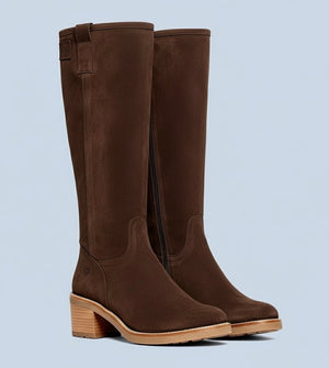Botas altas de tacón Serraje Marrón- Mabel