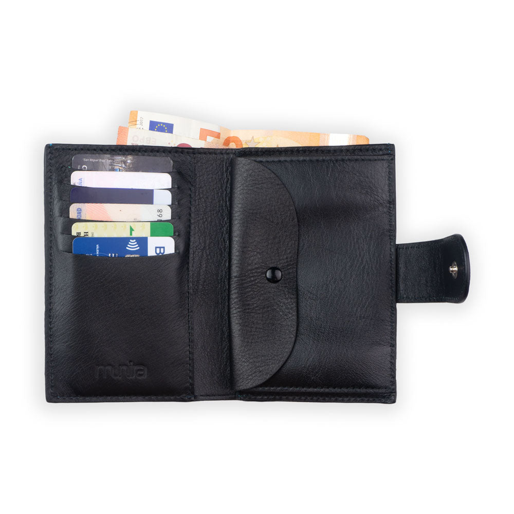 Cartera con monedero de piel Zellige – Azul