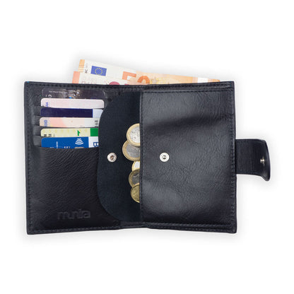 Cartera con monedero de piel Zellige – Gris