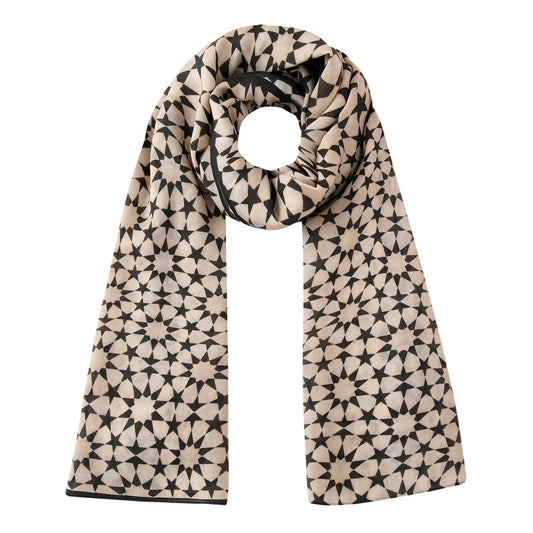 Pañuelo de modal Sahara – Beige y negro