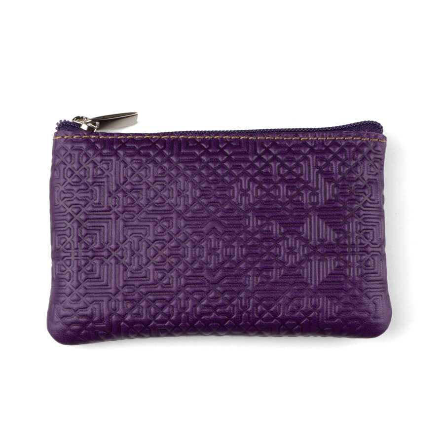 Monedero de piel con llavero – Morado