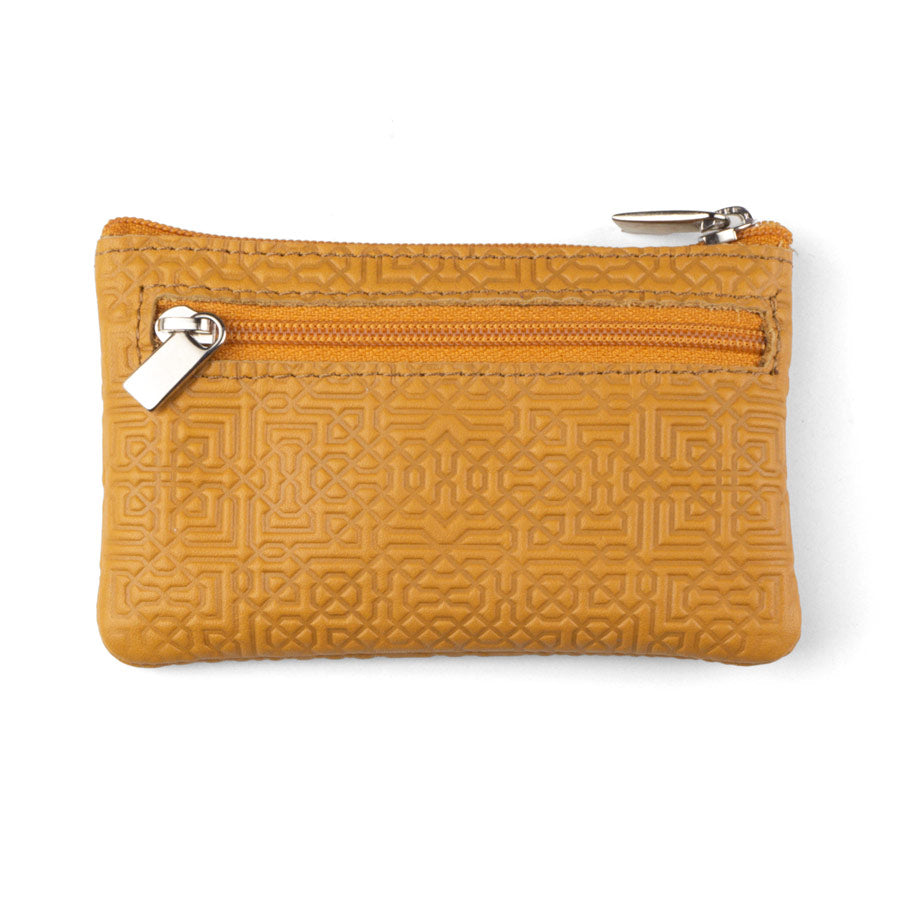 Monedero de piel con llavero – Mostaza