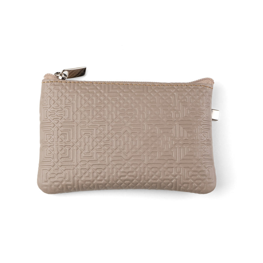 Monedero de piel con llavero – Taupe