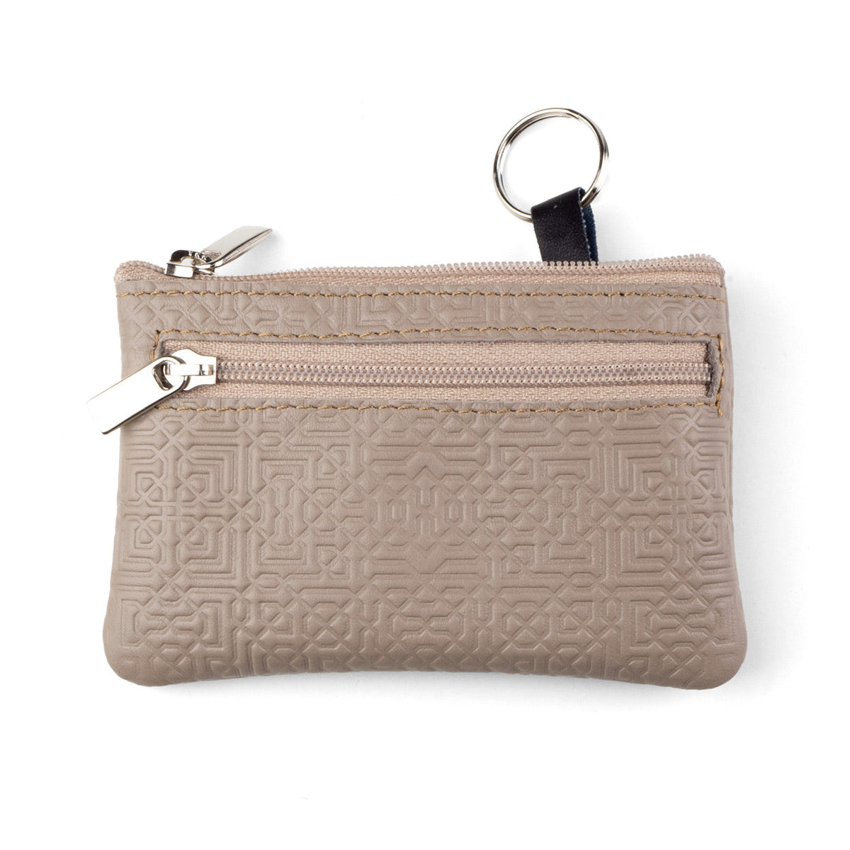 Monedero de piel con llavero – Taupe