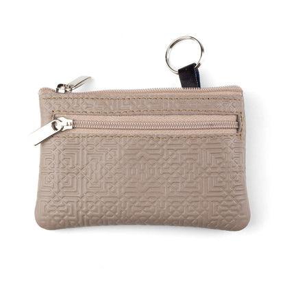 Monedero de piel con llavero – Taupe