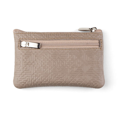 Monedero de piel con llavero – Taupe