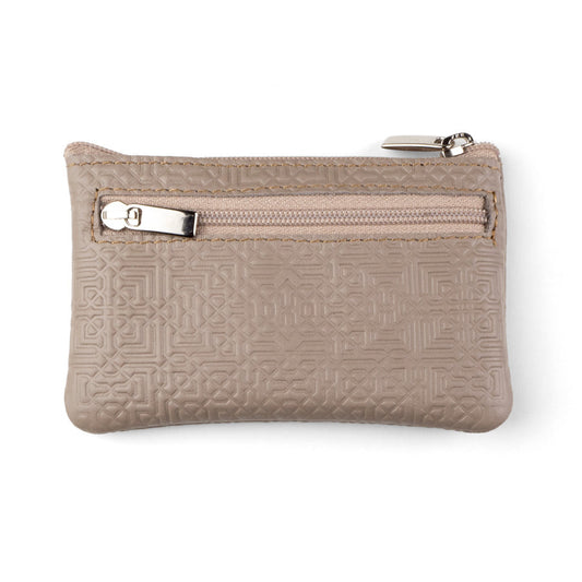 Monedero de piel con llavero – Taupe