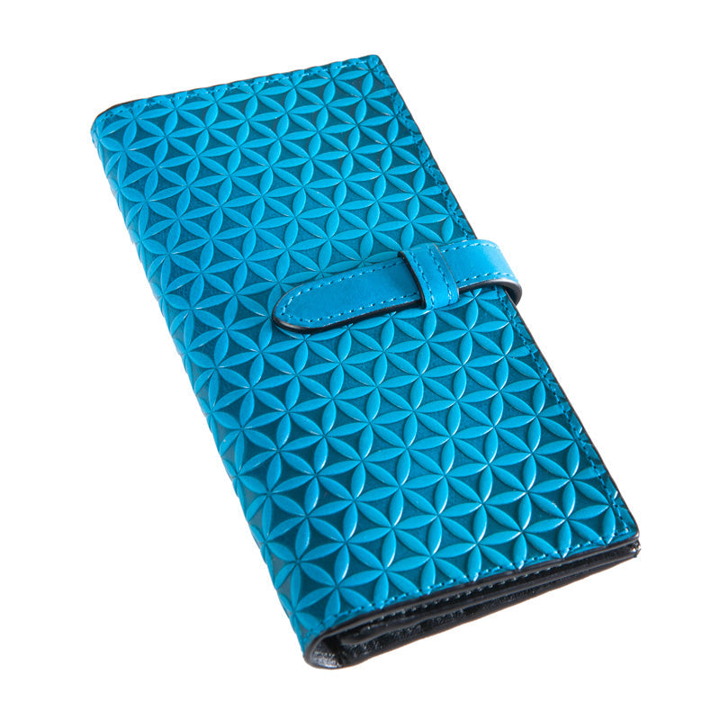 Cartera grande de piel grabada Freila – Azul