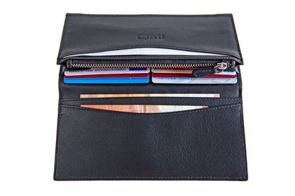 Cartera grande de piel grabada Freila – Azul