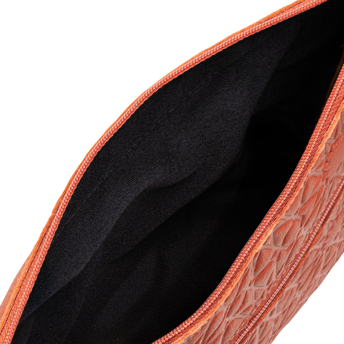 Bolso bandolera de piel grabada – Naranja